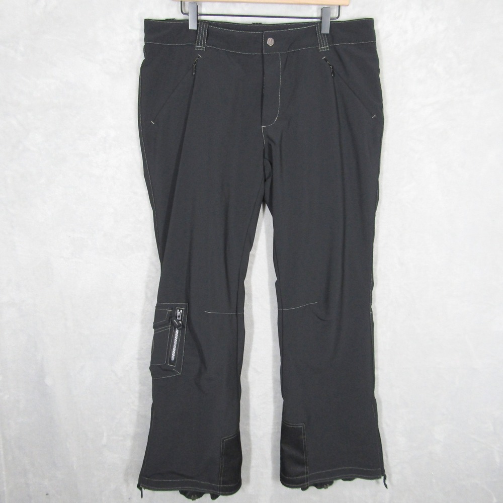 Skea Womens Black Cargo Ski Snow Pants Contrast Stitch Size 12 Regular Inseam 31